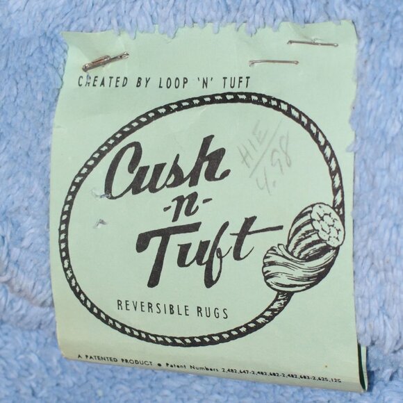 Vintage NWD Russell-Lacey Loop-n-Tuft Reversible Rug New Blue Cush 27" x 48" - Picture 8 of 9